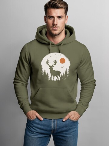 Neverless Sweatshirt 'Wald Hirsch' in Green