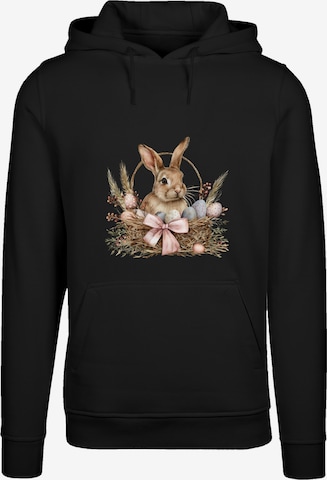 F4NT4STIC Sweatshirt 'Osterhasen Korb Dekor' in Schwarz: Vorderseite