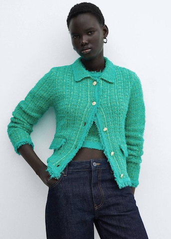 MANGO Плетена жилетка 'COCODRIL' в зелено: отпред