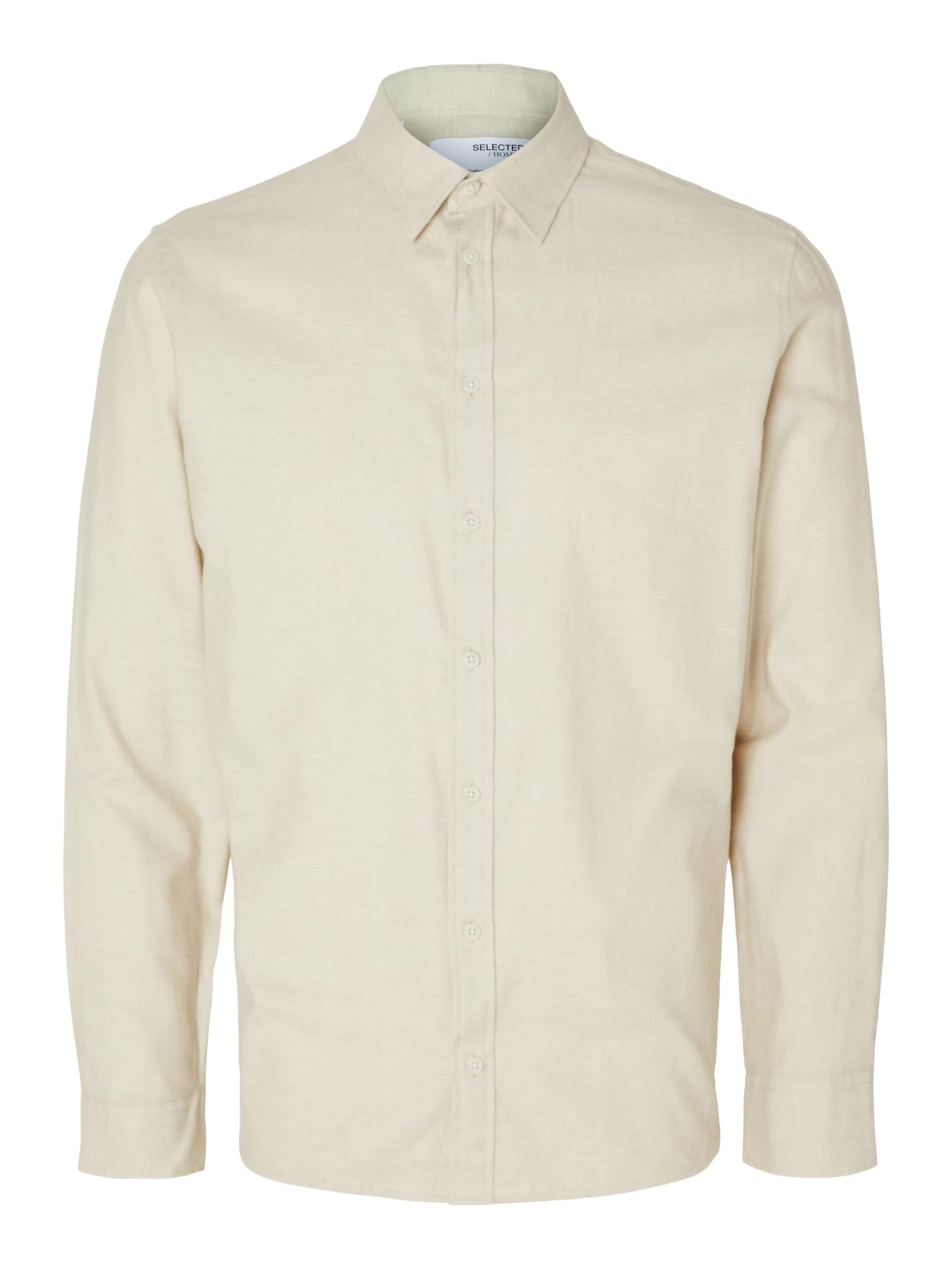 SELECTED Slim fit Button Up Shirt 'Owen' in Beige: front