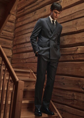 MANGO MAN Regular Pleat-Front Pants 'Siena' in Grey