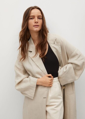 MANGO Between-Seasons Coat 'Stripes' in Beige