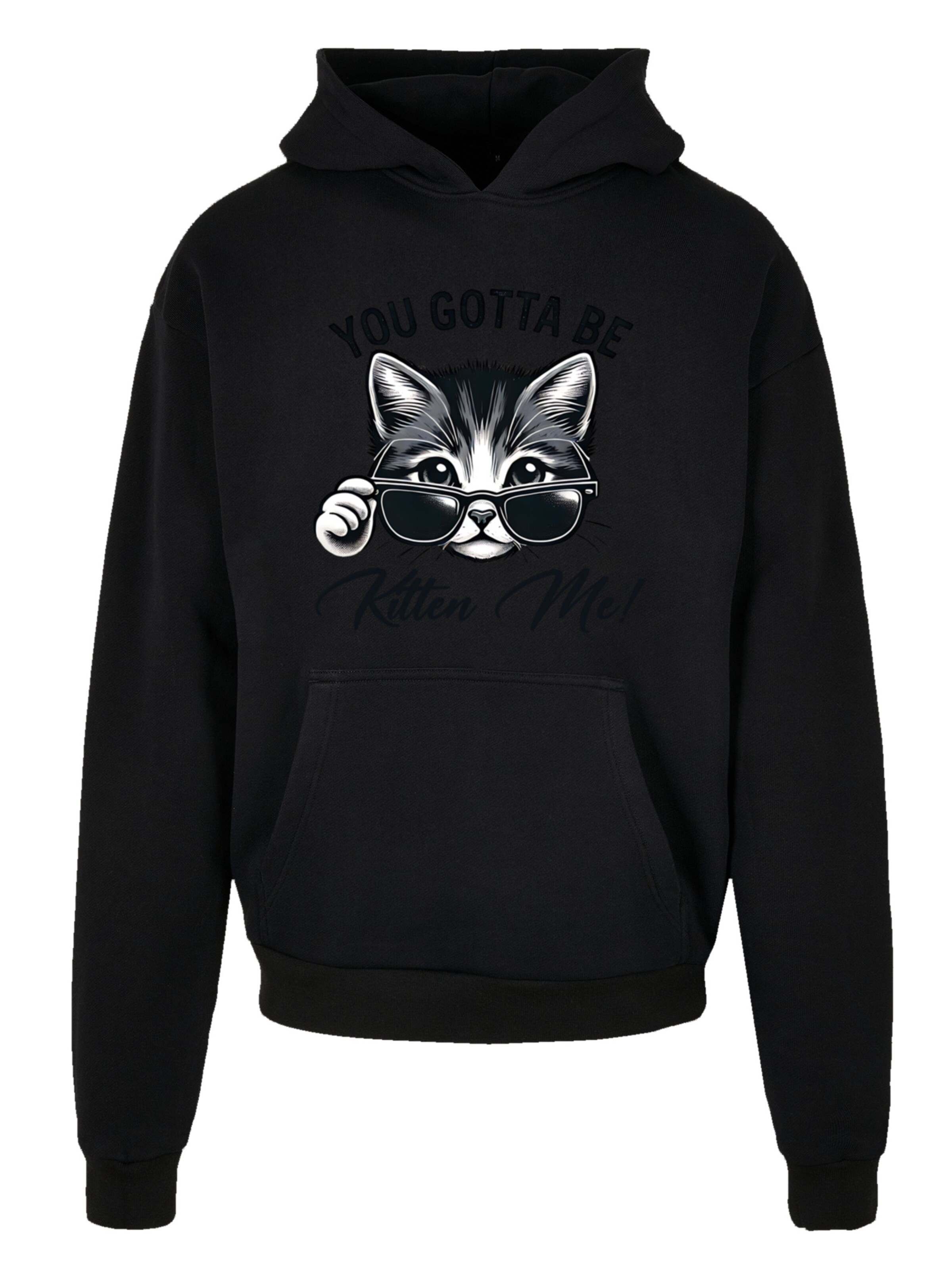 F4NT4STIC Sweatshirt 'Kätzchen You Gotta Be Kitten Me!' in Zwart: voorkant