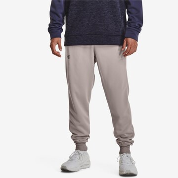 UNDER ARMOUR Tapered Sportbroek 'Armour' in Beige: voorkant