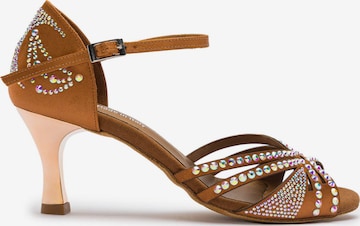 Dancing Queens Pumps 'Sparkle Shine Tanzschuhe Satin - Absatz 7.0 cm flare' in Brown: front
