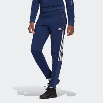 ADIDAS SPORTSWEAR Tapered Workout Pants 'Tiro 21 Sweat' in Blue: front