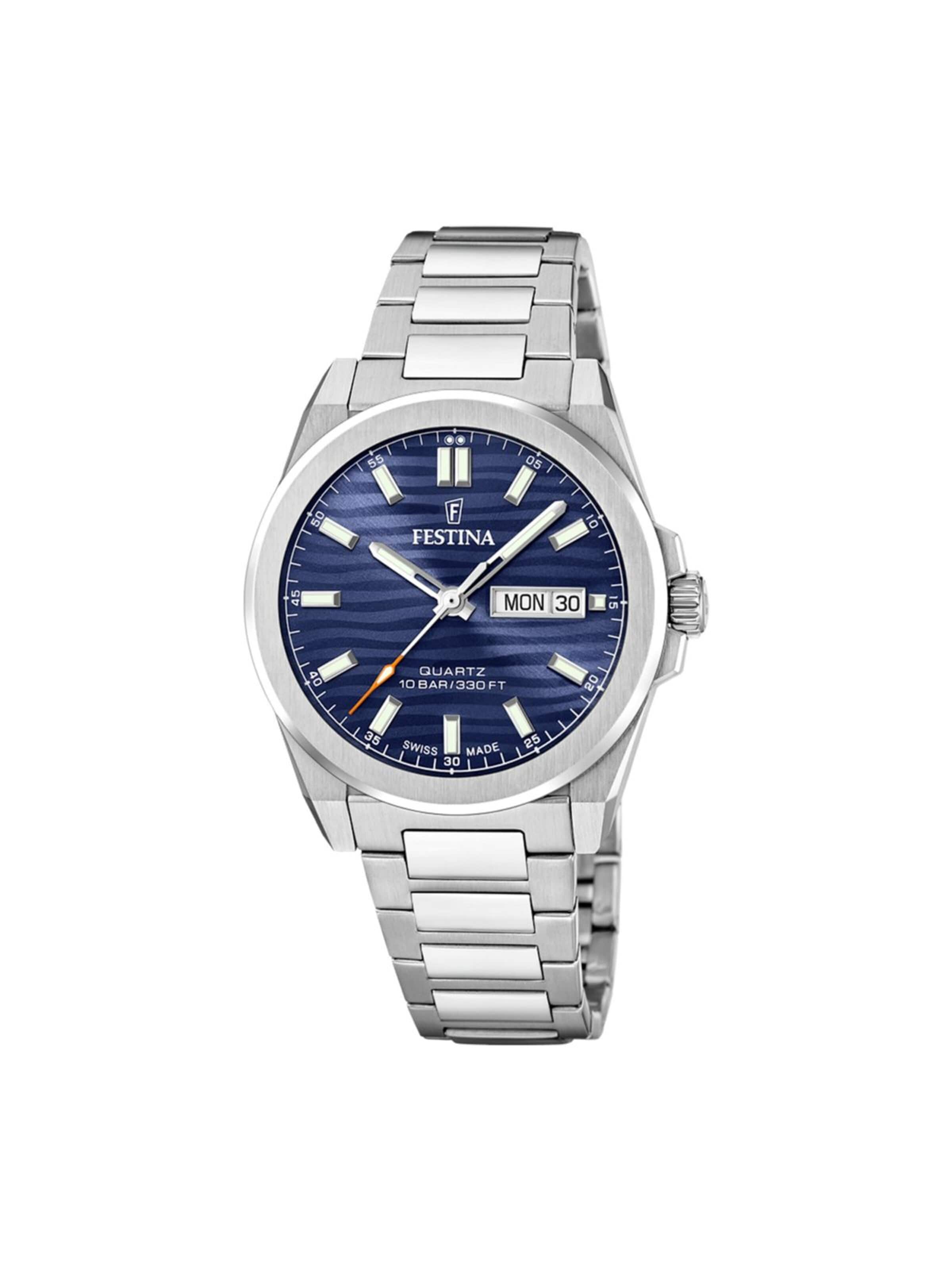 FESTINA Zegarek analogowy 'Date watch Classics Swiss Made' w kolorze niebieski: przód