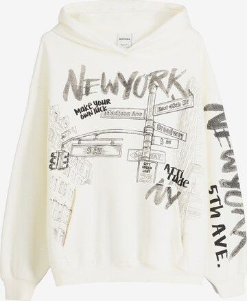 Sweat-shirt Bershka en blanc : devant