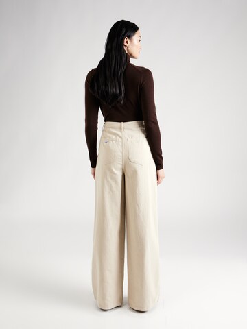 Lee Wide leg Bandplooibroek in Beige