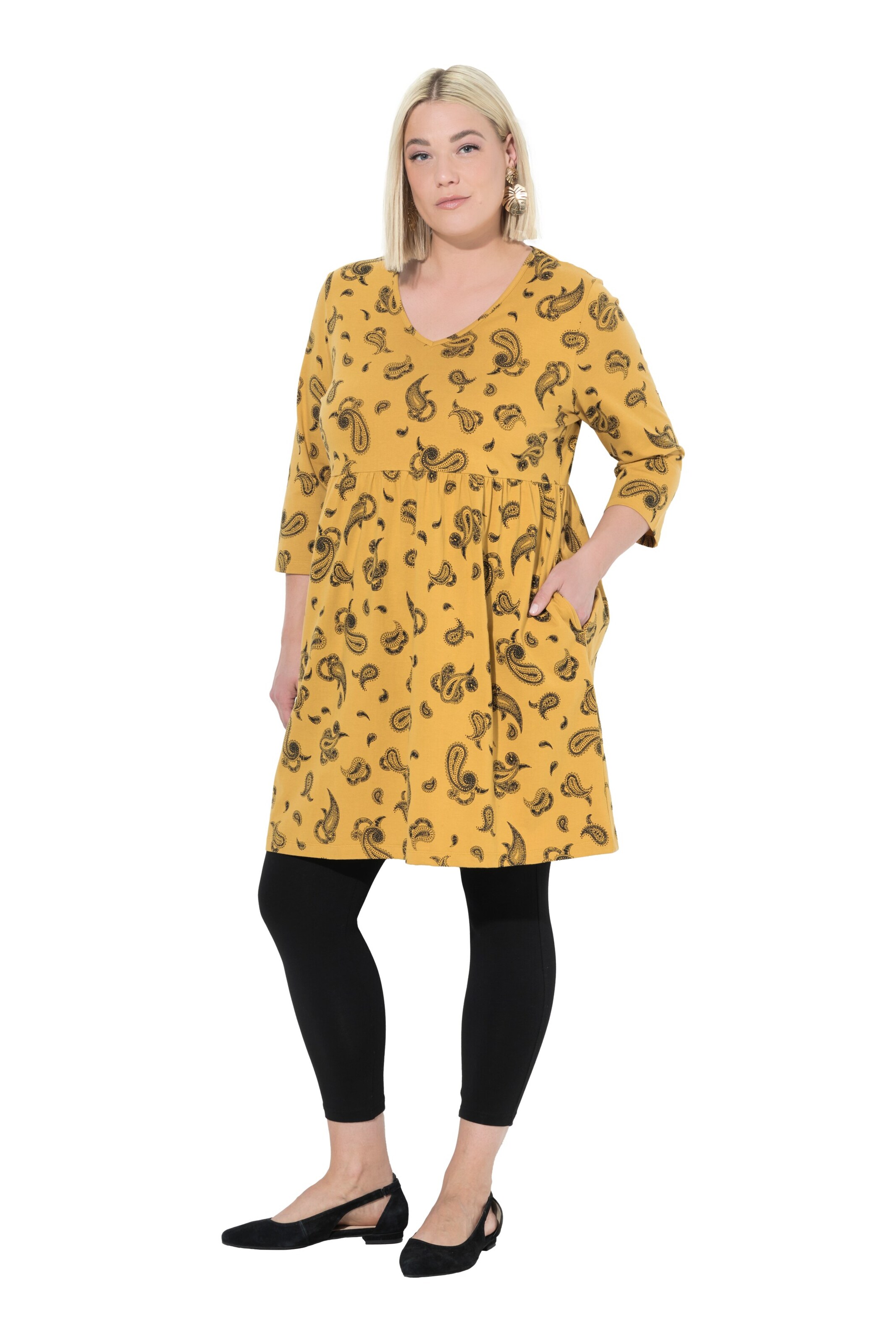 Ulla Popken Jurk in Geel: voorkant