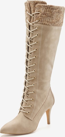 LASCANA Schnürstiefel in Beige: Vorderseite