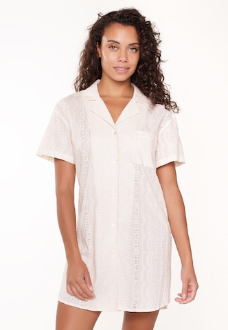 LingaDore Pajama Shirt in Beige: front
