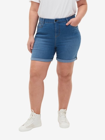 Zizzi Slimfit Jeans in Blauw: voorkant