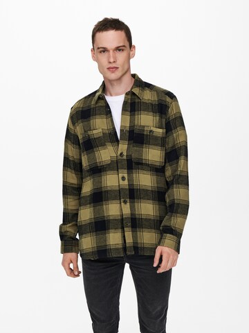 Only & Sons Regular fit Button Up Shirt 'Nadal' in Green: front