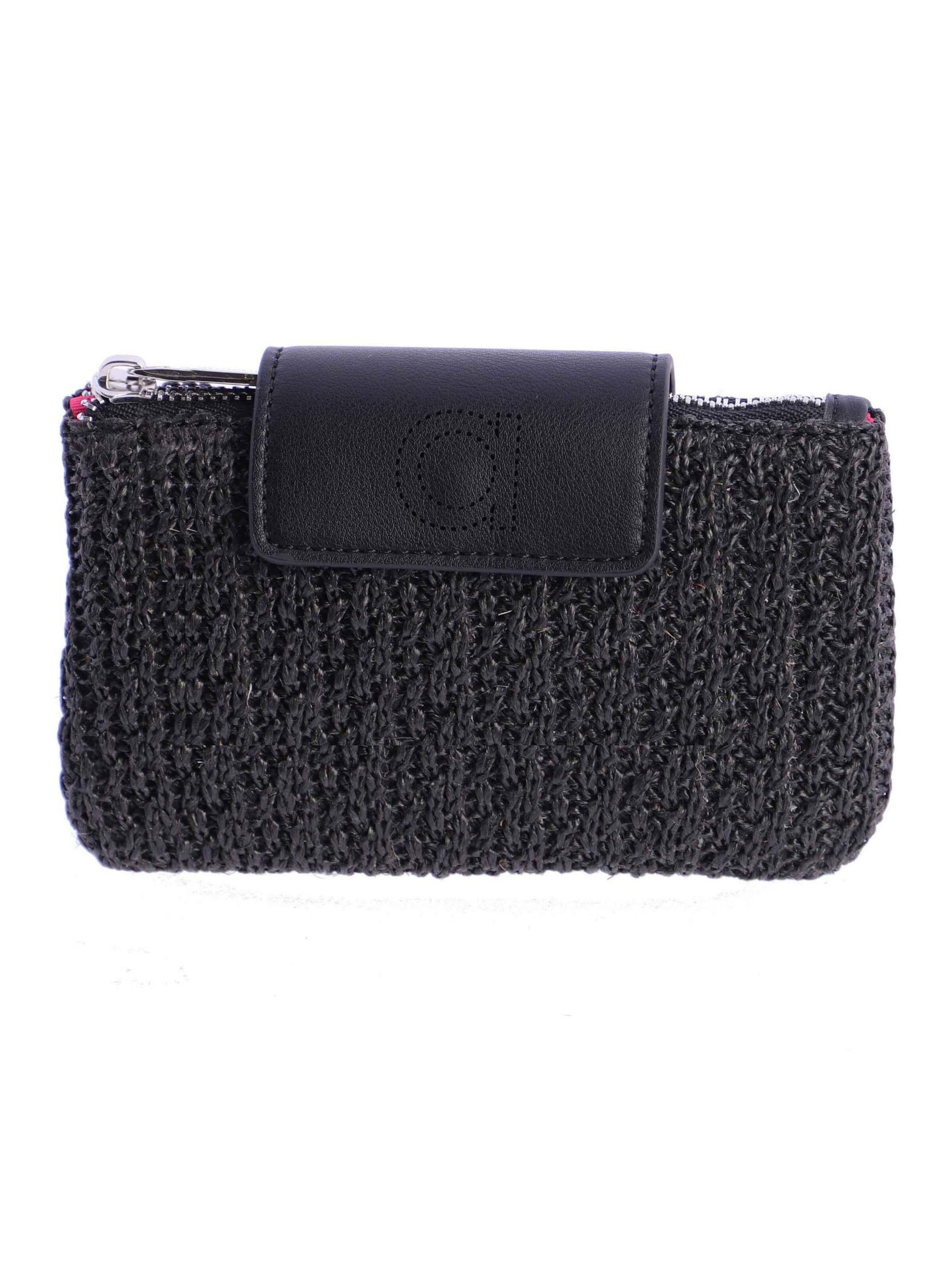 Amichi - Cartera 'Cartera para mujer Sunny de fibras naturales  y cierre de solapa y cremallera' en negro: frente