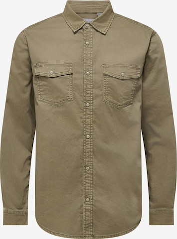 Only & Sons Button Up Shirt 'Bane' in Brown: front