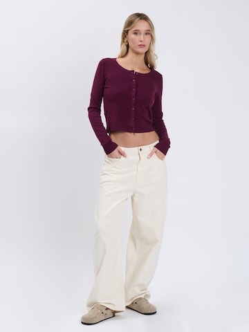 Influencer Knit Cardigan in Purple