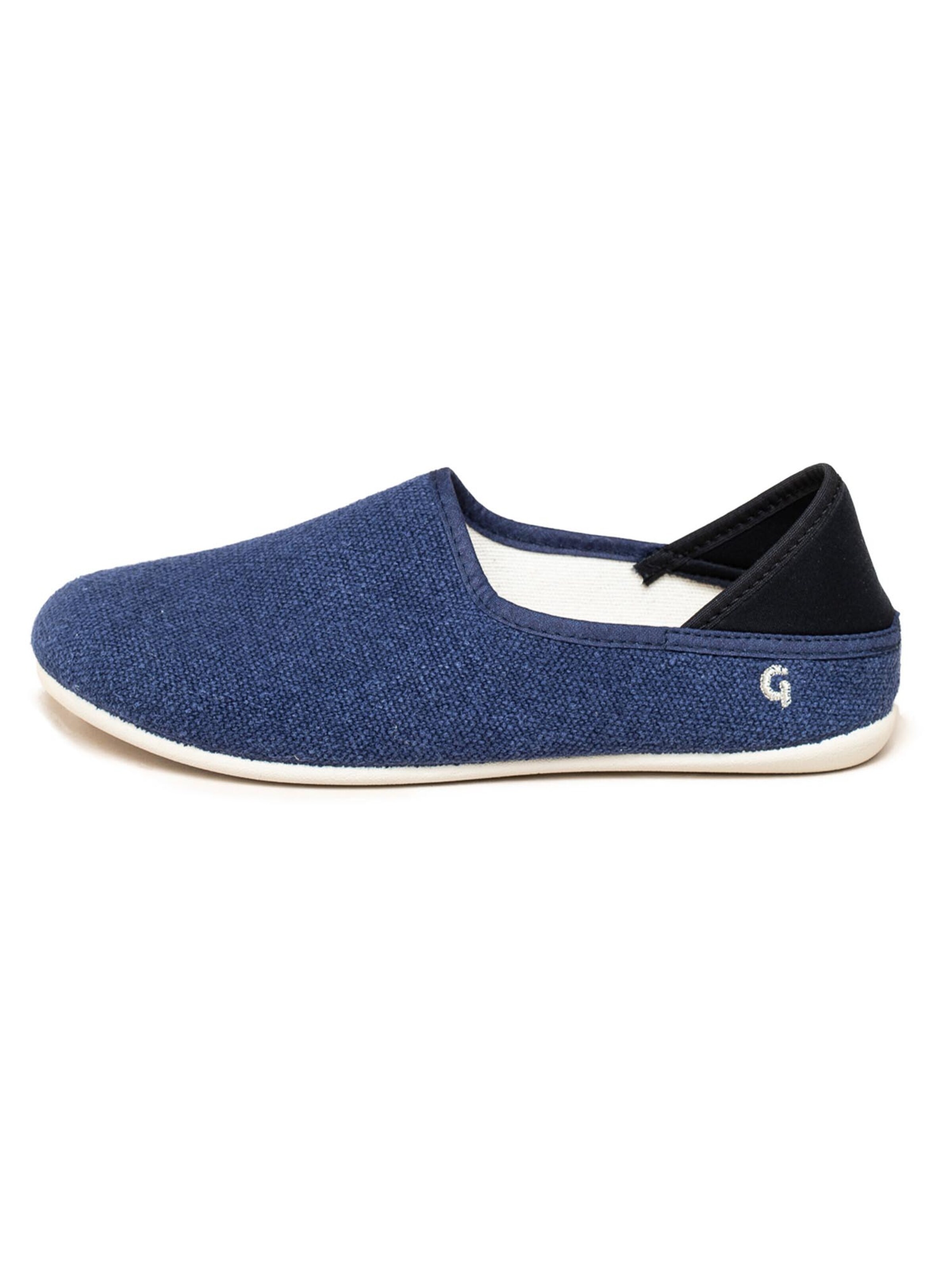 Gottstein Slippers 'Linen Slip-On' in Blue: front