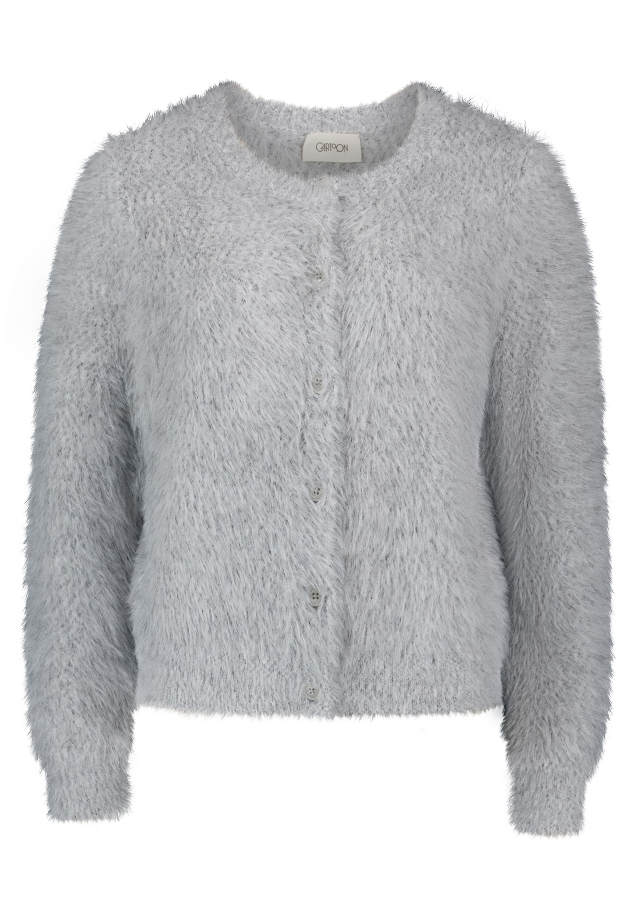 Cartoon Knit Cardigan in Grey: front