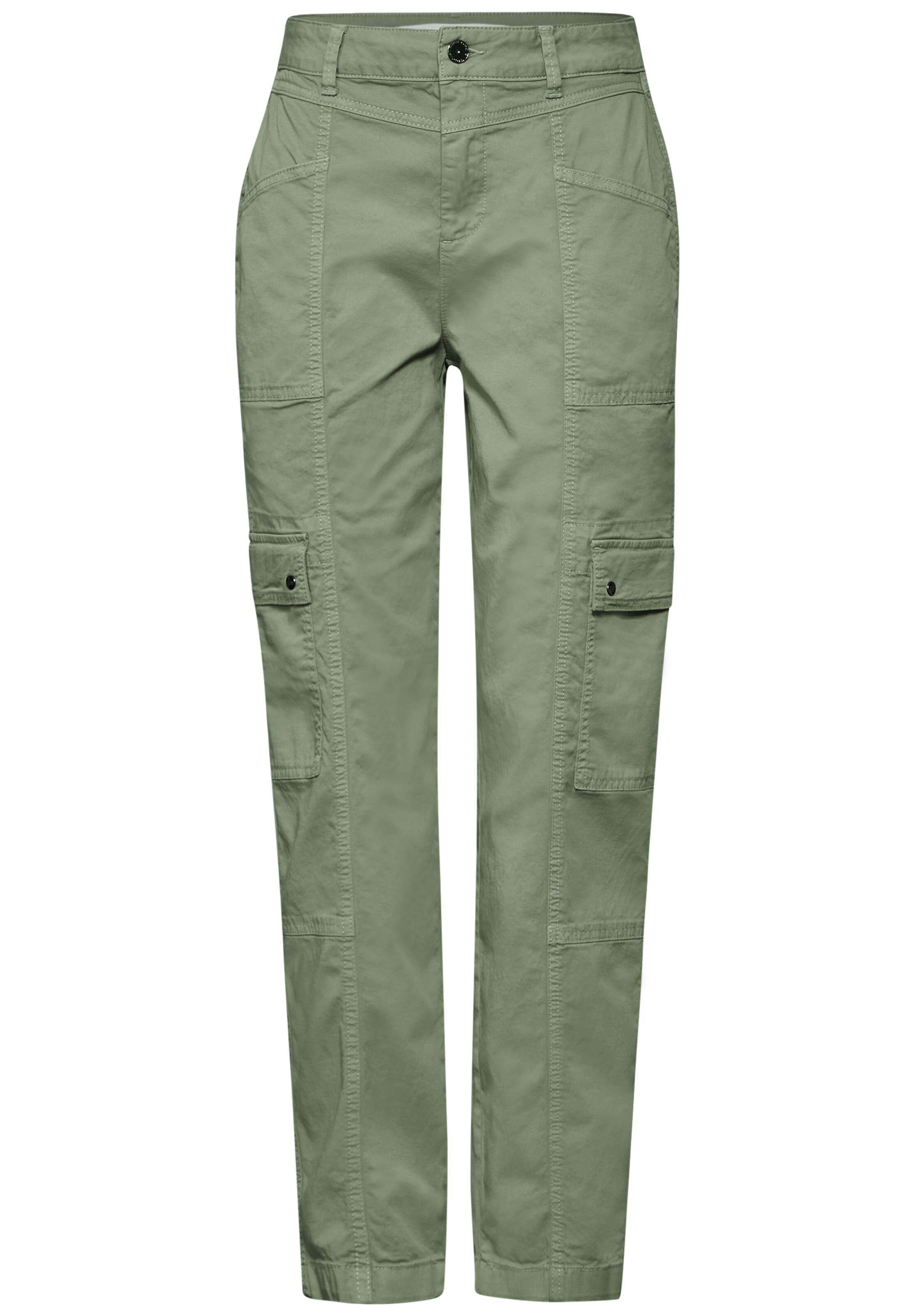 Street One Studio Tapered Cargo Hose in Grün: Vorderseite