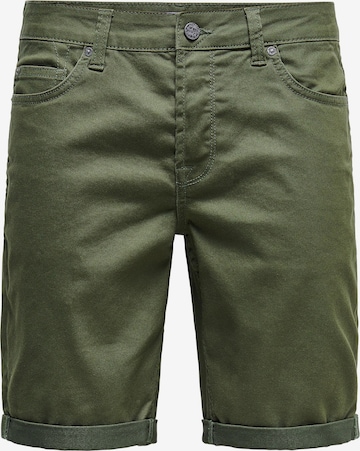 Only & Sons Regular Trousers 'Ply' in Green: front