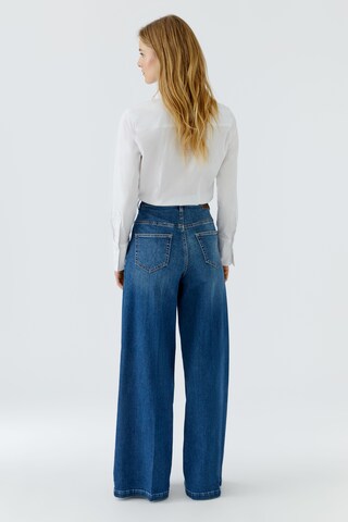 OUI Wide leg Pressveckade jeans i blå
