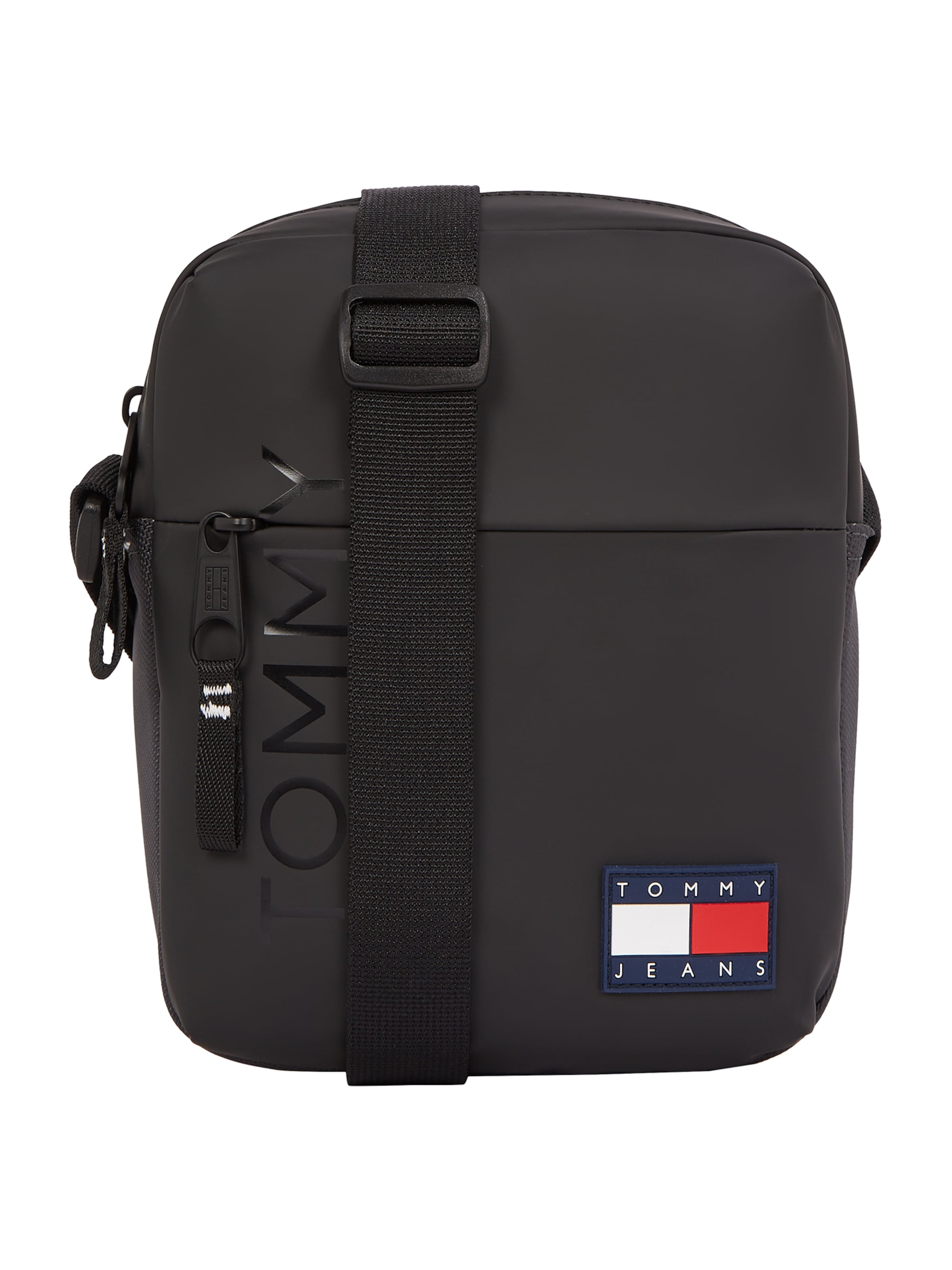Tommy Jeans Olkalaukku 'DAILY + REPORTER' värissä musta: etupuoli