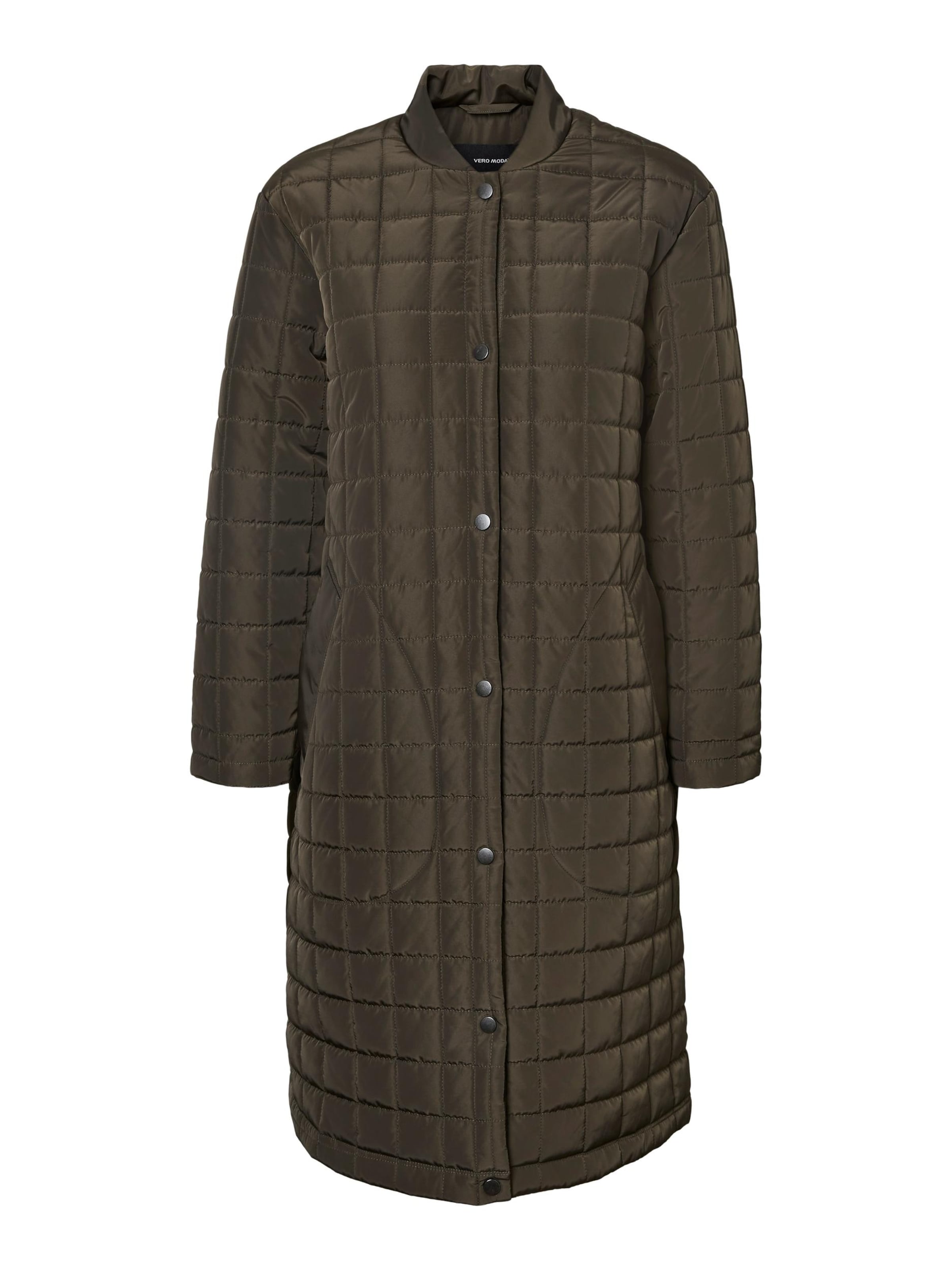 VERO MODA Kevad-sügismantel, värv roheline: eest vaates
