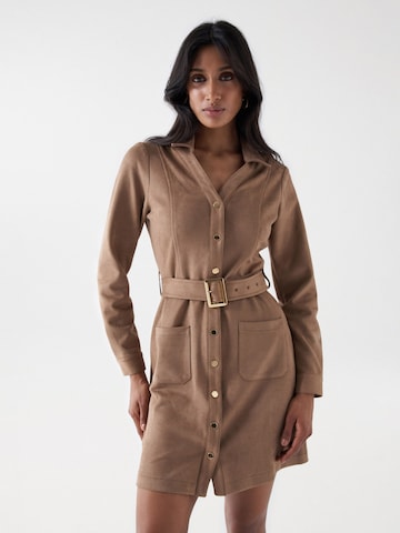 Salsa Jeans Shirt Dress in Beige: front