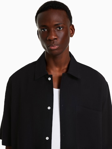 Bershka Comfort fit Button Up Shirt in Black