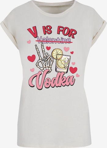 T-shirt 'Anti Valentinstag V is for Vodka' F4NT4STIC en beige : devant