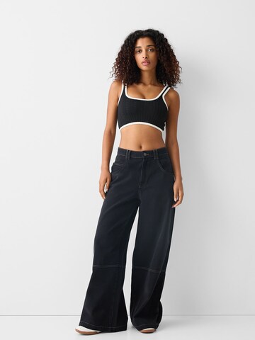 Bershka Stricktop in Schwarz