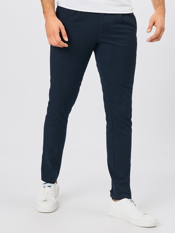 JACK & JONES Slim fit Pleat-front trousers 'Marco' in Blue: front