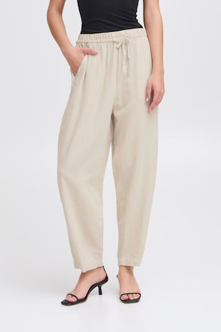 ICHI Wide Leg Hose in Beige: Vorderseite