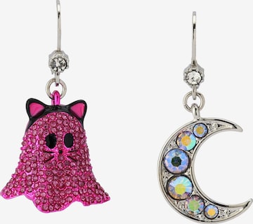 Boucles d'oreilles 'Halloween Katze & Mond' Betsey Johnson en rose : devant