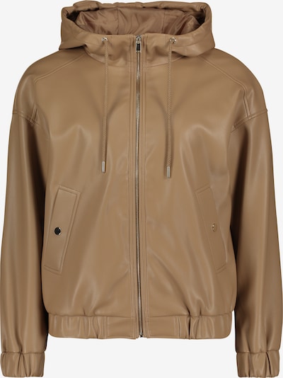 Cartoon Lederjacke mit Kapuze in braun, Produktansicht