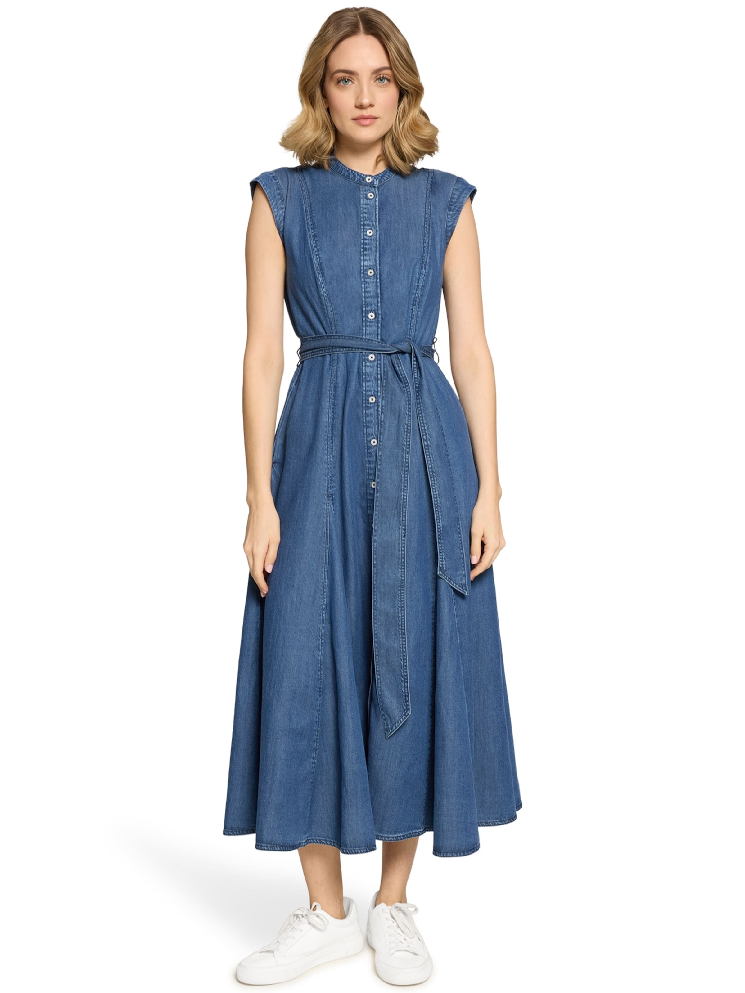 Cartoon Shirt Dress in Blue: front