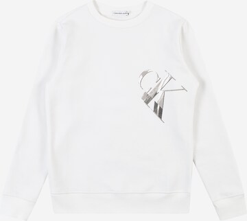 Calvin Klein Jeans Sweatshirt in Wit: voorkant