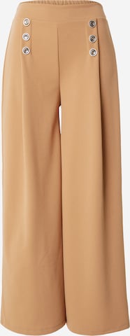 ZABAIONE Wide leg Pleat-Front Pants 'El44ly' in Brown: front