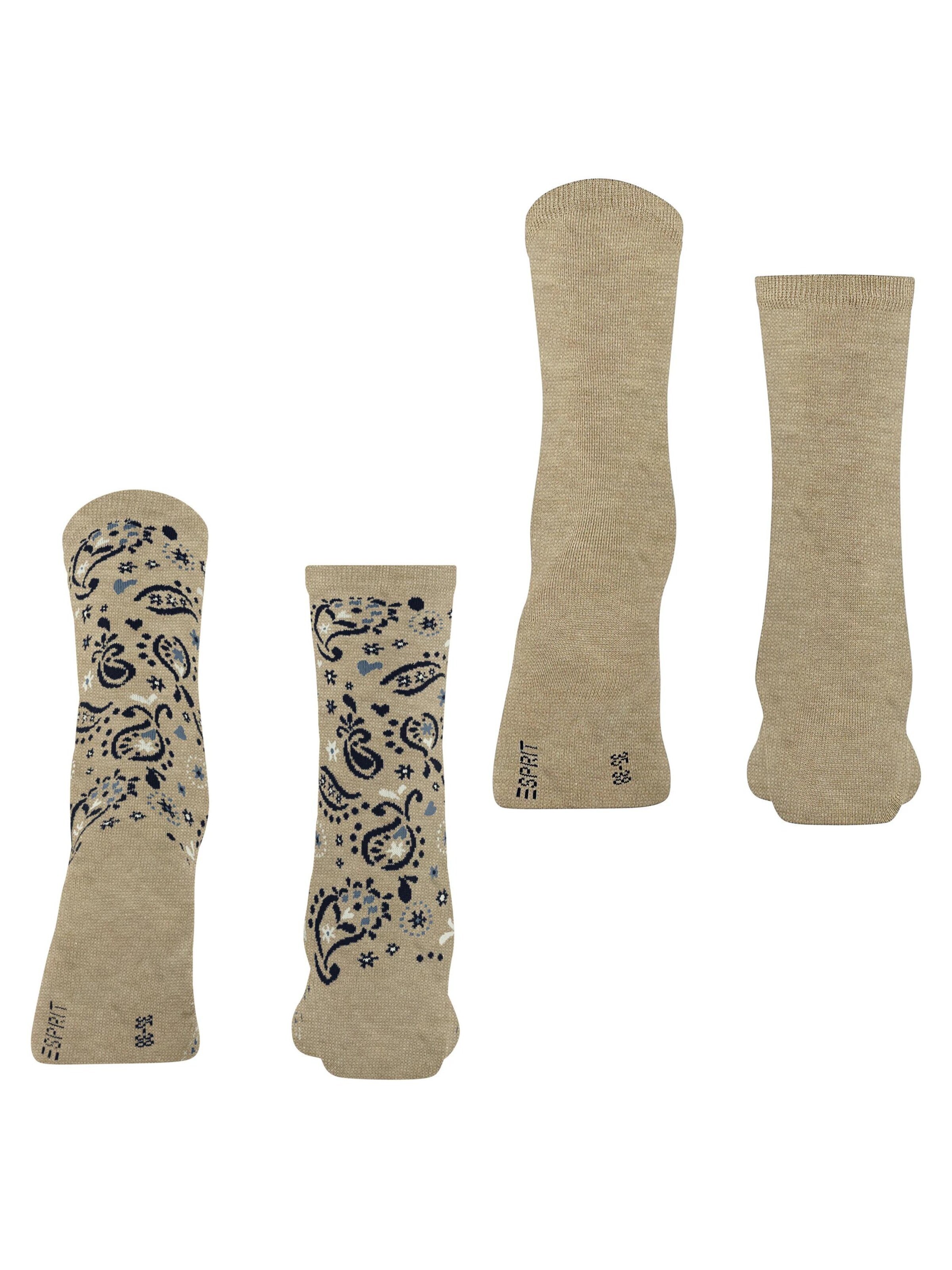 ESPRIT Socken 'Soft Paiyley 2-Pack'‌‌‌‌‌‌‌ in Beige