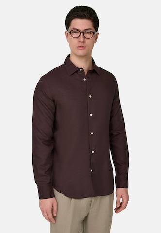 Coupe regular Chemise Boggi Milano en marron : devant