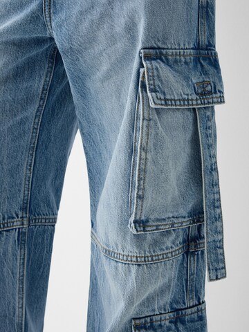 Wide leg Pantaloni eleganți de la Bershka pe albastru