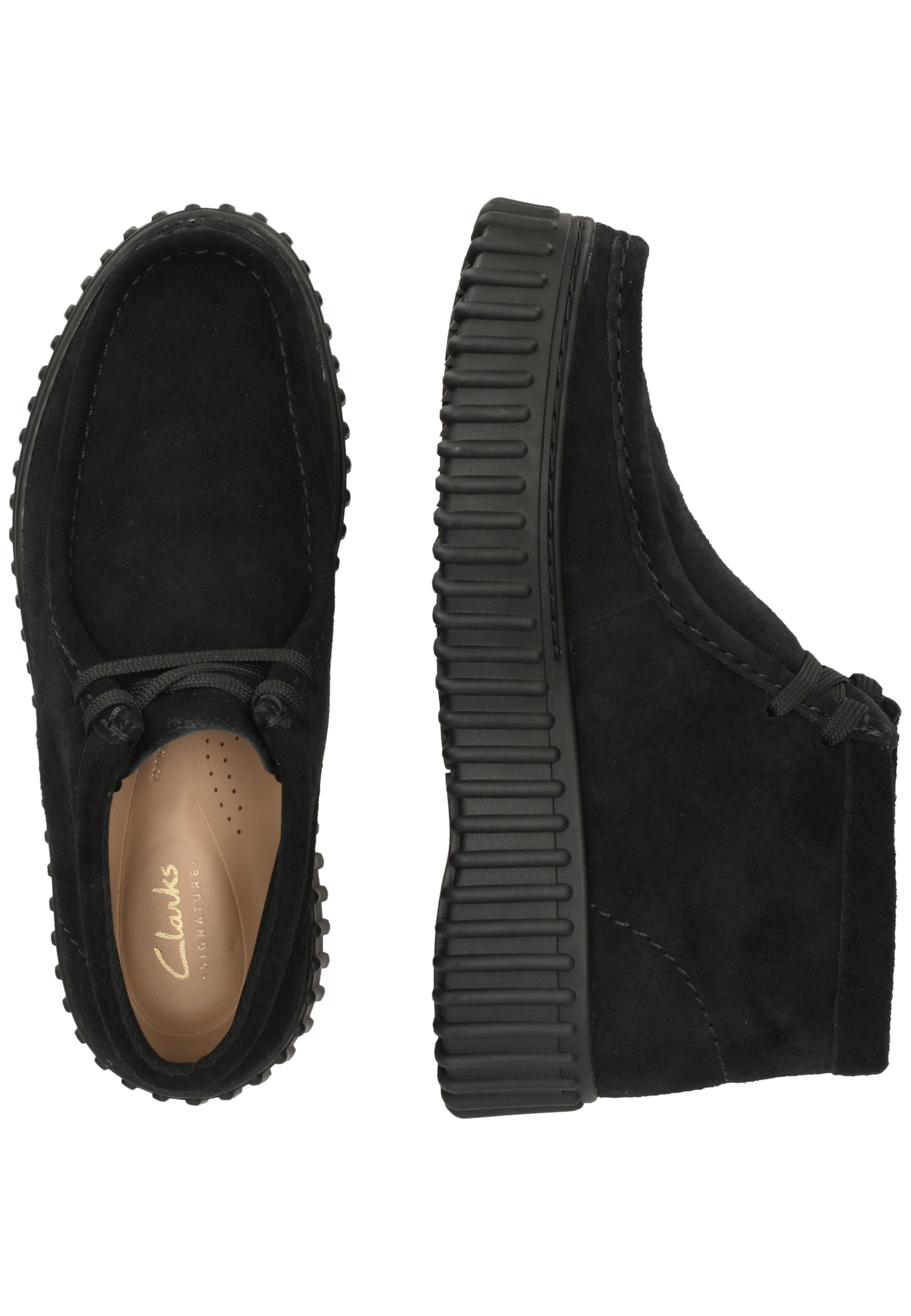 CLARKS Schnürschuhe 'Torhill Moss Black' in Schwarz