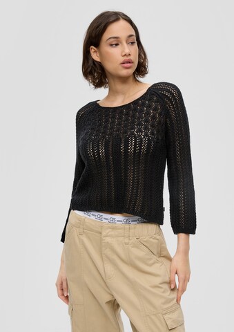 Pull-over QS en noir : devant