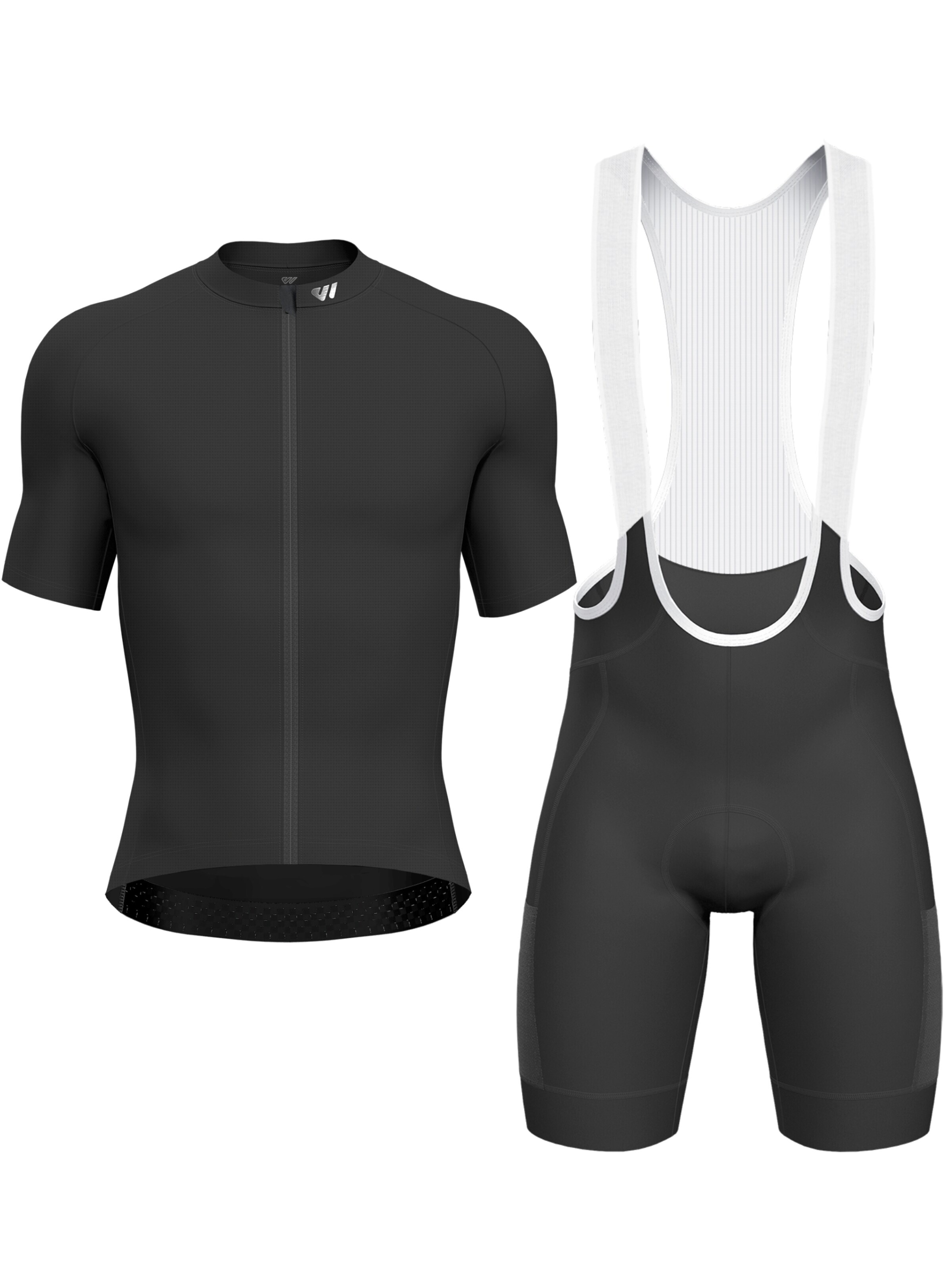 WULIBIKE Sweatsuit 'Wulibike Radsport-Set 'Aero Cargo' Monochrom, in Schwarz' in Black: front