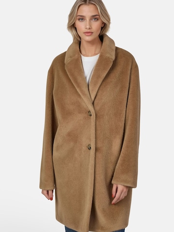 White Label Damenmantel aus kurzem Webpelz in edler Seal-Optik, Länge Gr. 38: ca.90 cm in Braun: Vorderseite