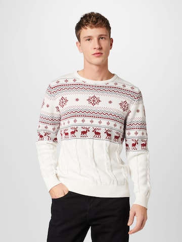 Lindbergh Sweater 'Xmas' in Beige: front