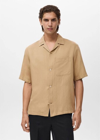 MANGO MAN Regular fit Button Up Shirt 'Banarea' in Beige: front
