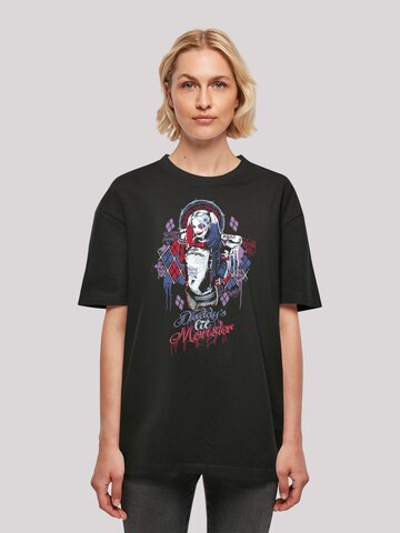 F4NT4STIC Oversized shirt 'Harley Quinn Daddy's Lil Monster' in Zwart: voorkant