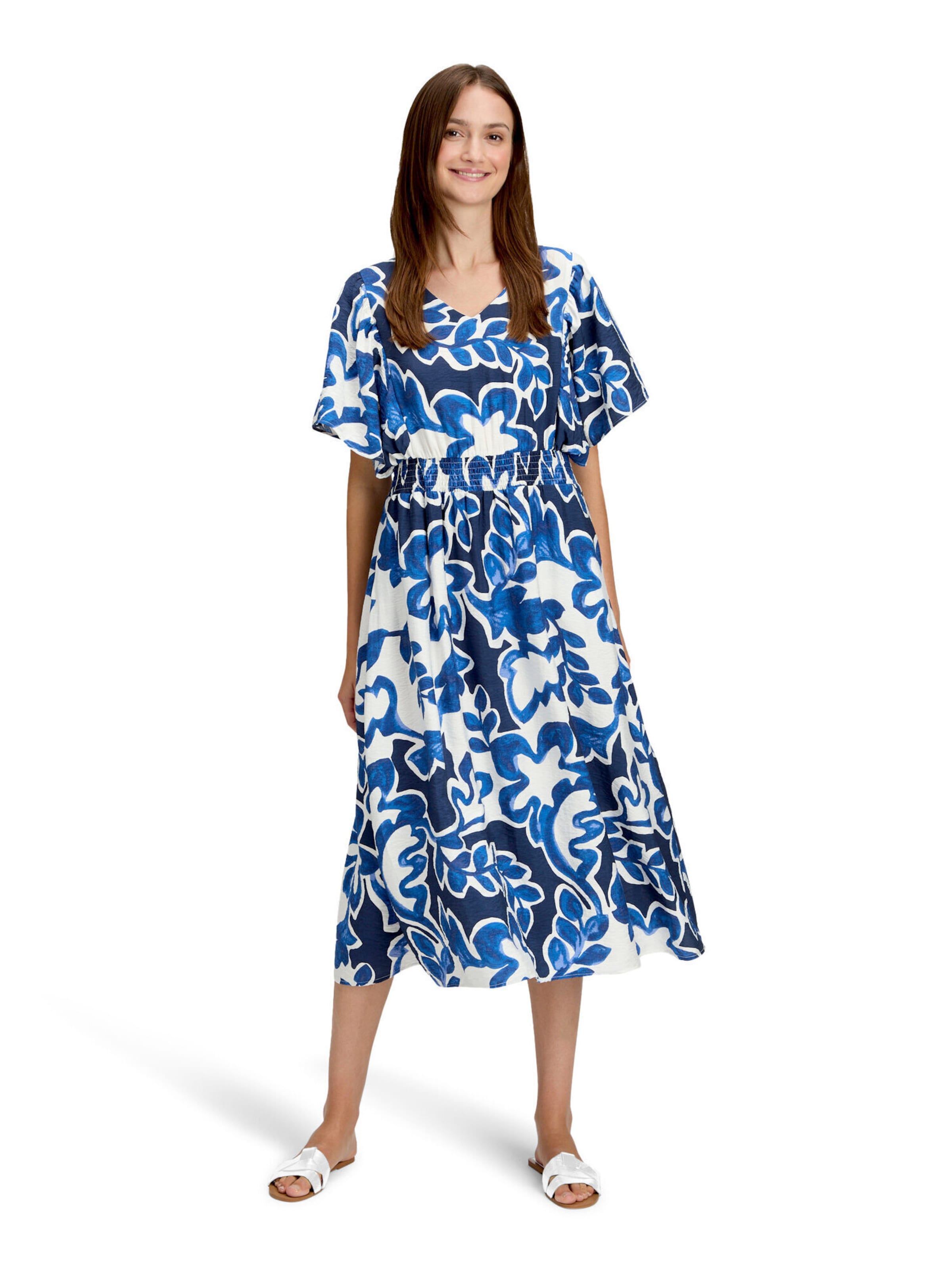 Betty & Co Sommerkleid mit Blumenprint in Weiß: Vorderseite